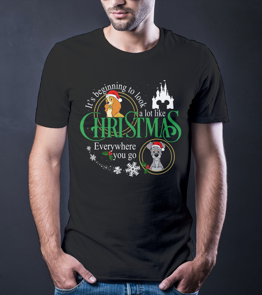 It's Beginning To Look A Lot Like Christmas Everywhere You Go Lady And The Tramp T-Shirt