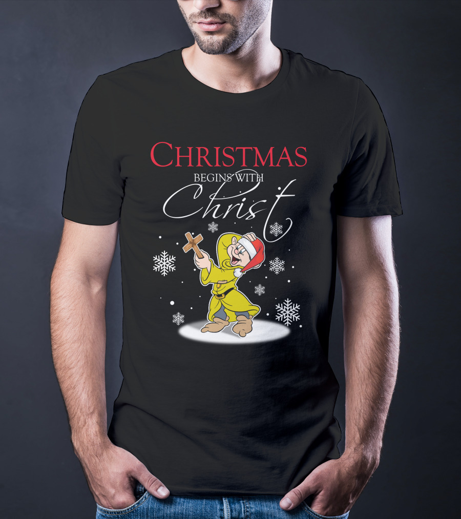 Christmas Begins With Christ Dopey Snowflakes T-Shirt