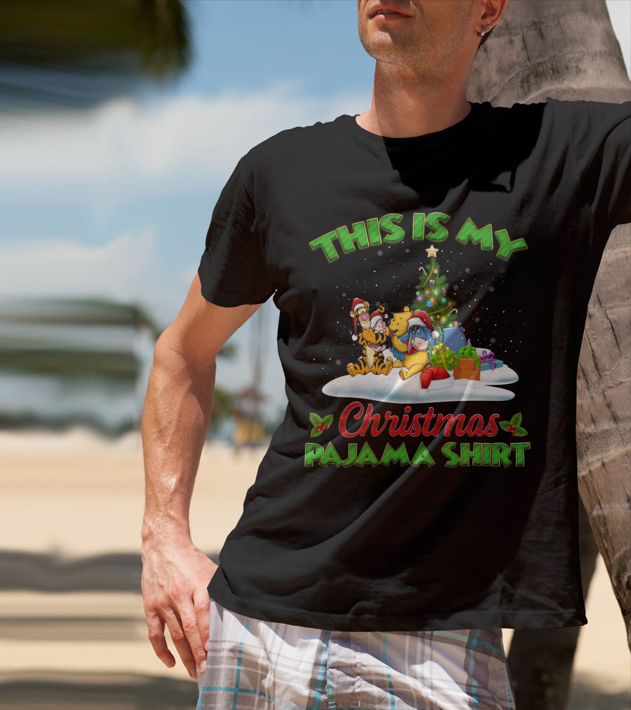 This Is My Christmas Pajama Shirt Winnie The Pooh Tigger Eeyore Christmas Tree T-Shirt