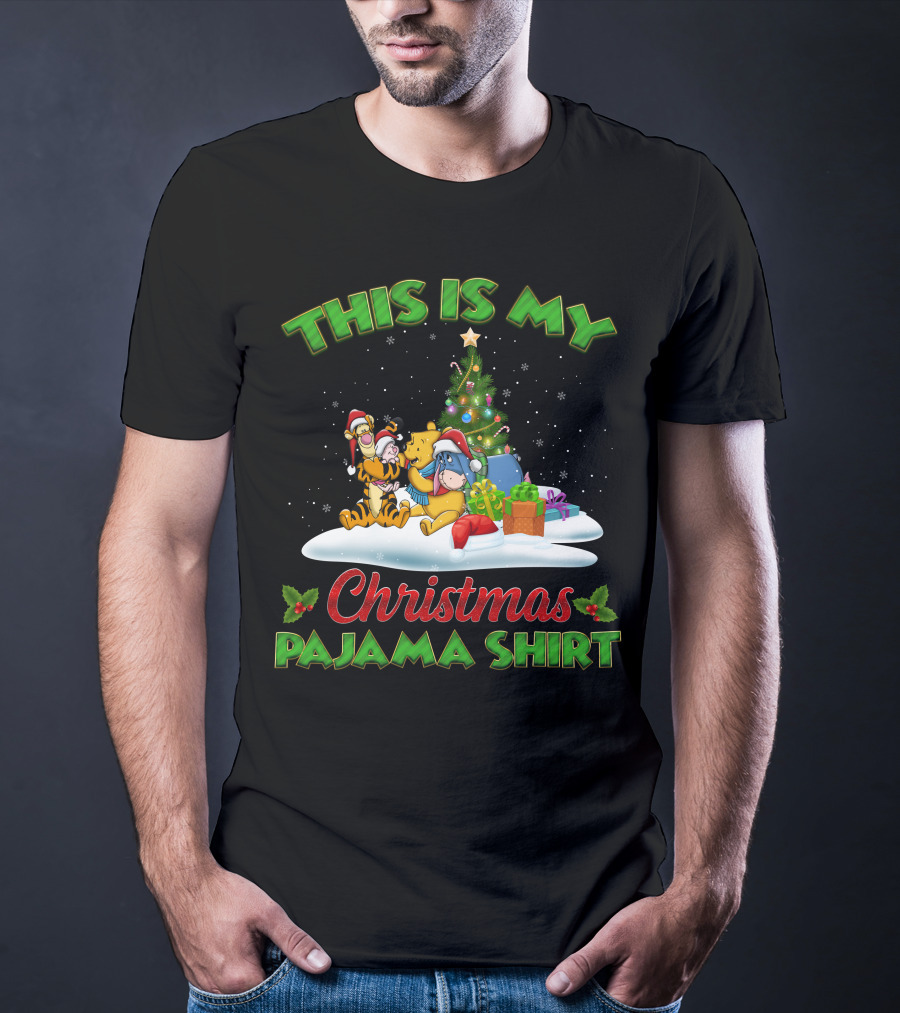 This Is My Christmas Pajama Shirt Winnie The Pooh Tigger Eeyore Christmas Tree T-Shirt