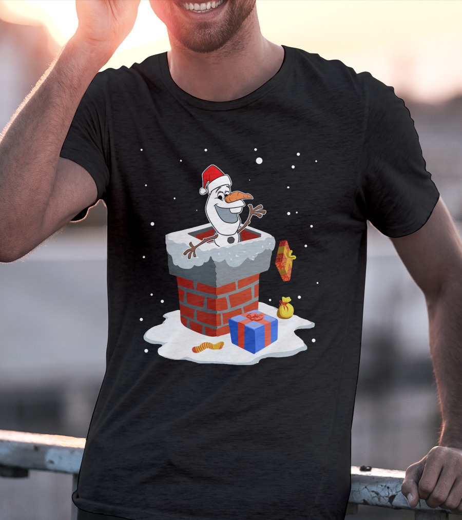 Olaf Santa Chimney Surprise Christmas Snowman T-Shirt