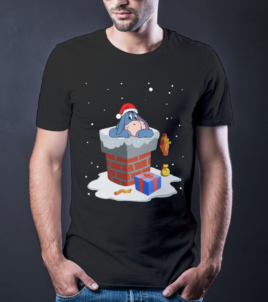 Eeyore Christmas Santa Hat Chimney Presents T-Shirt