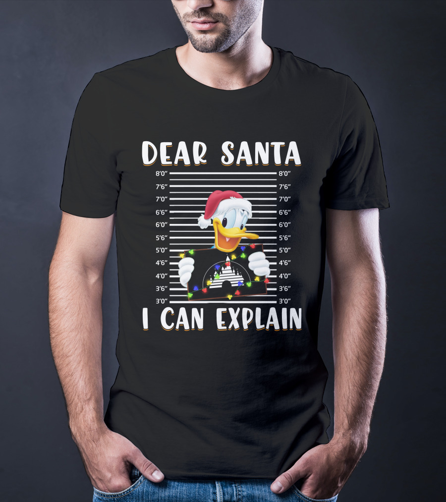 Dear Santa I Can Explain Donald Duck Christmas Mugshot T-Shirt