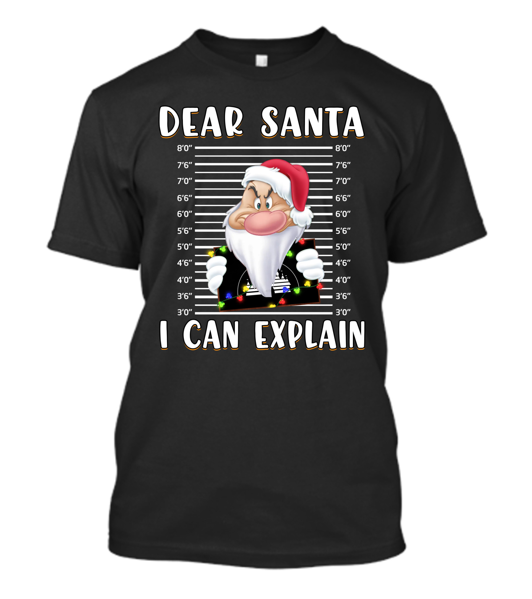 Dear Santa I Can Explain Grumpy Mugshot Christmas Santa Hat T-Shirt