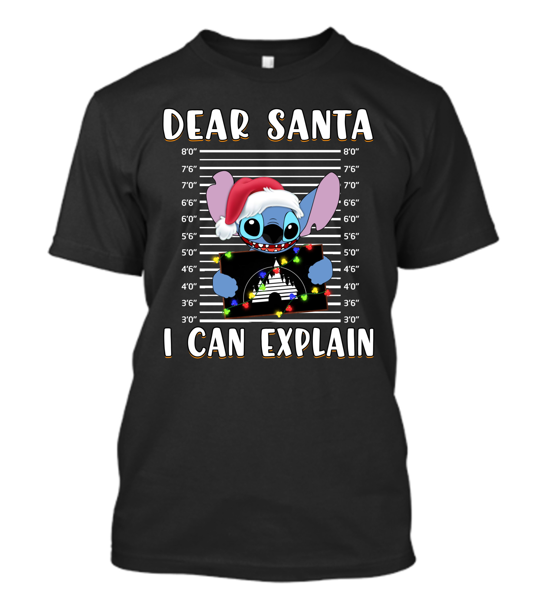 Dear Santa I Can Explain Stitch Christmas Mugshot T-Shirt