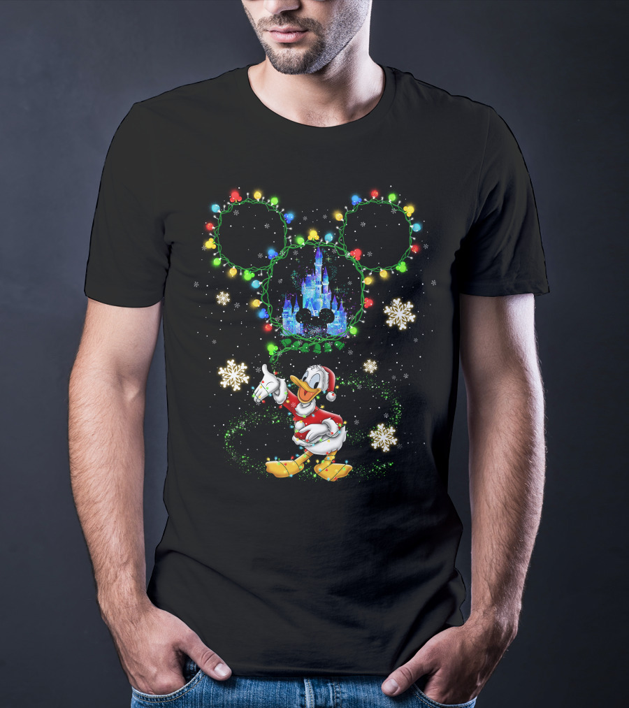 Donald Christmas Wonderland Mickey Lights Snowflakes T-Shirt