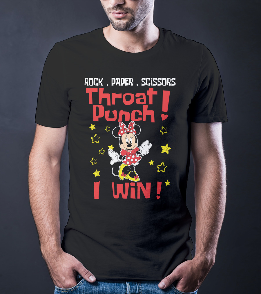 Rock Paper Scissors Throat Punch I Win Minnie Mouse T-Shirt