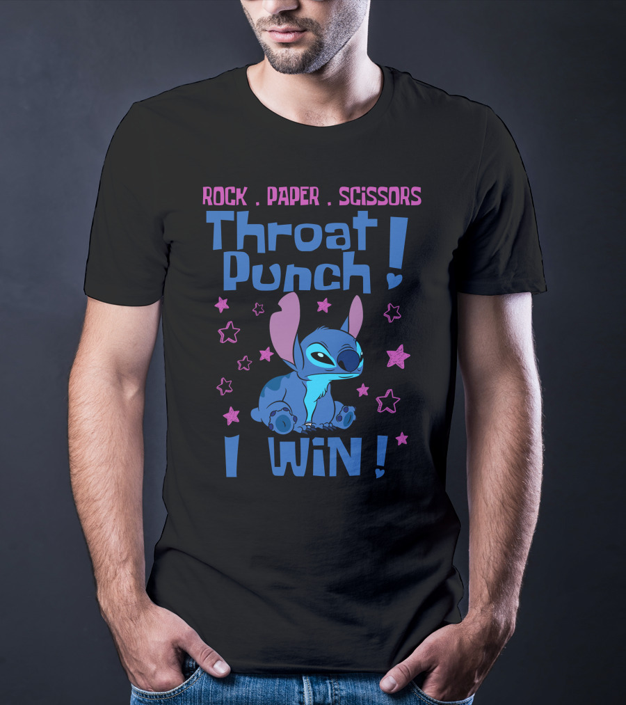 Rock Paper Scissors Throat Punch I Win Stitch T-Shirt