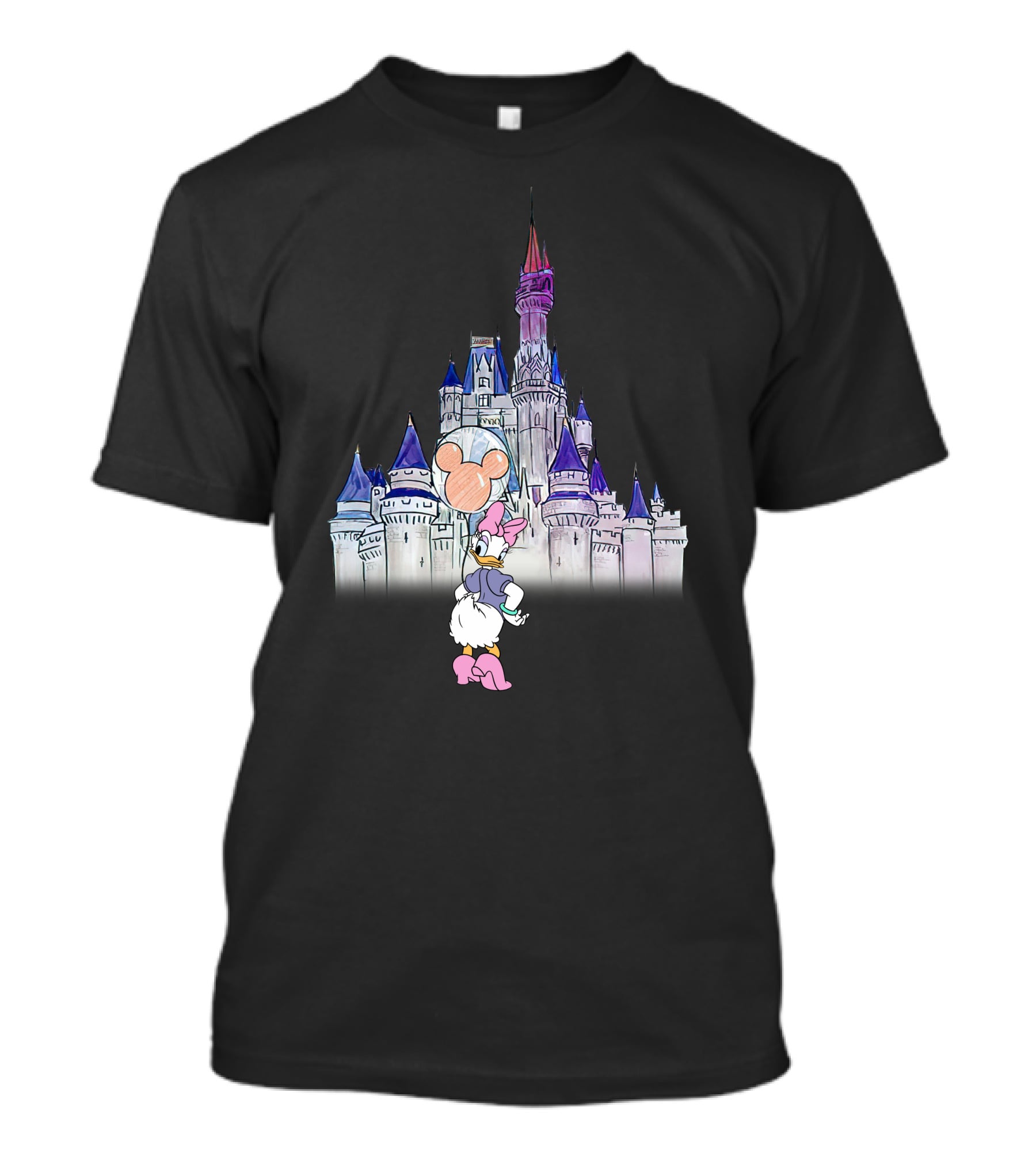 Daisy Duck Holding Mickey Balloon At Disney Castle T-Shirt