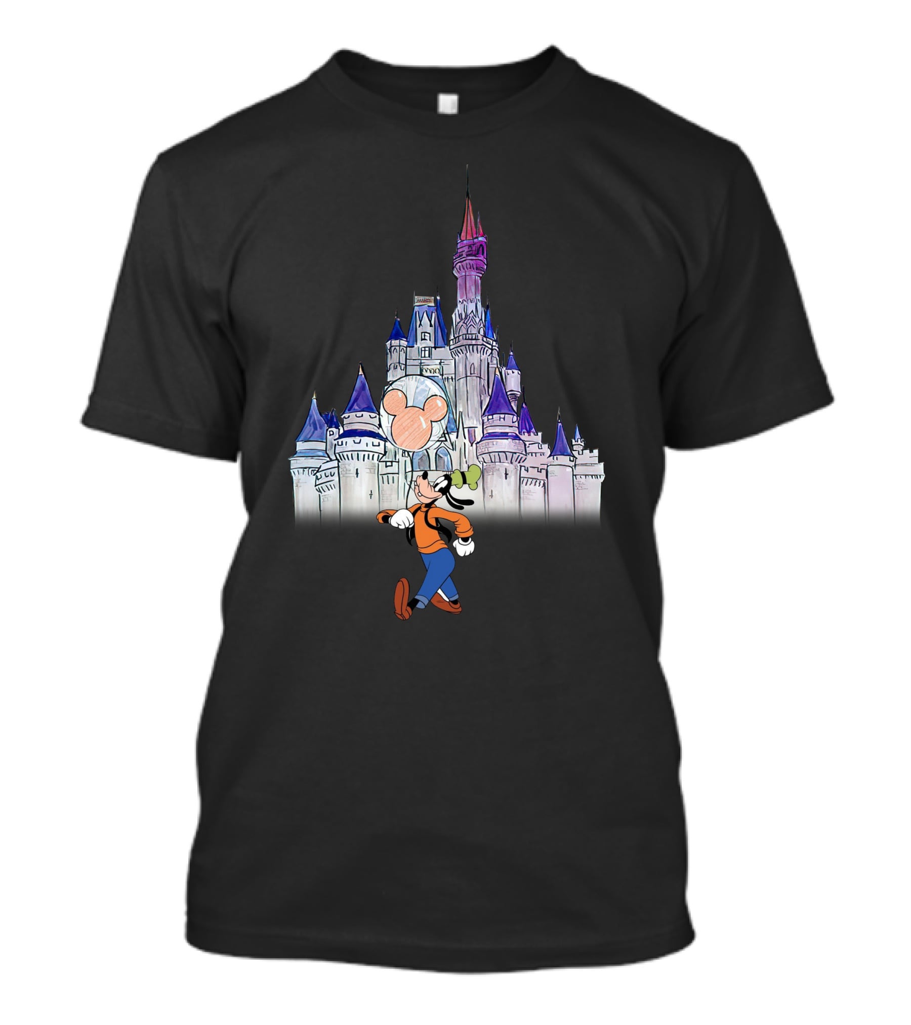 Goofy At Magical Castle With Mouse Balloon T-Shirt