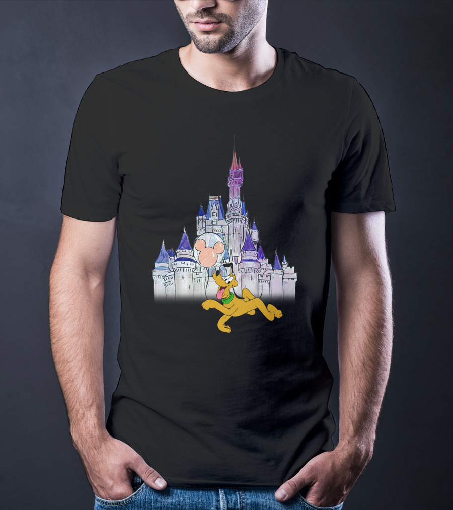 Pluto Disney Castle Mickey Balloon T-Shirt