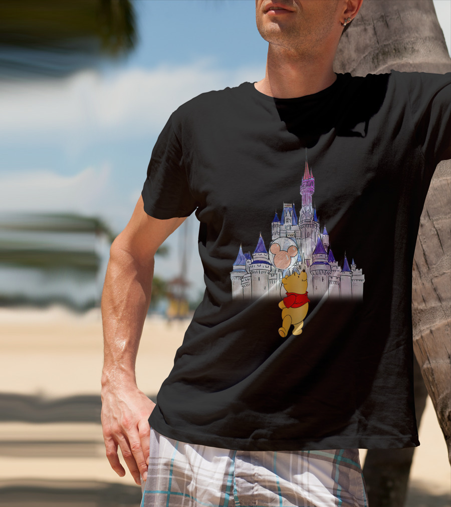 Winnie The Pooh Mickey Balloon Disney Castle T-Shirt