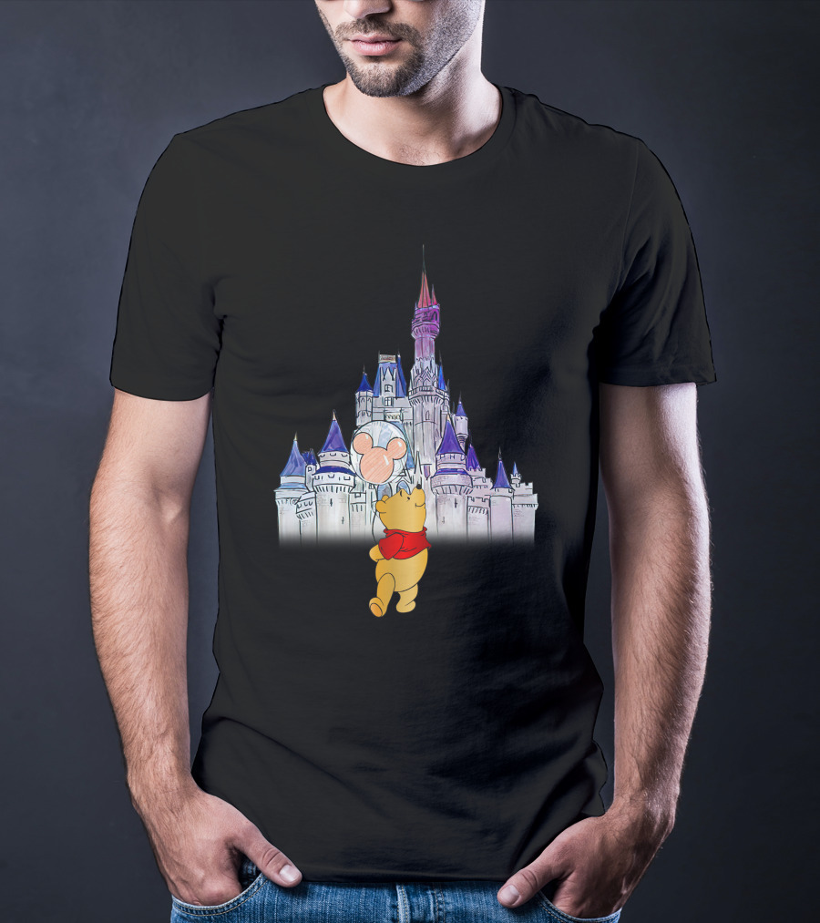 Winnie The Pooh Mickey Balloon Disney Castle T-Shirt