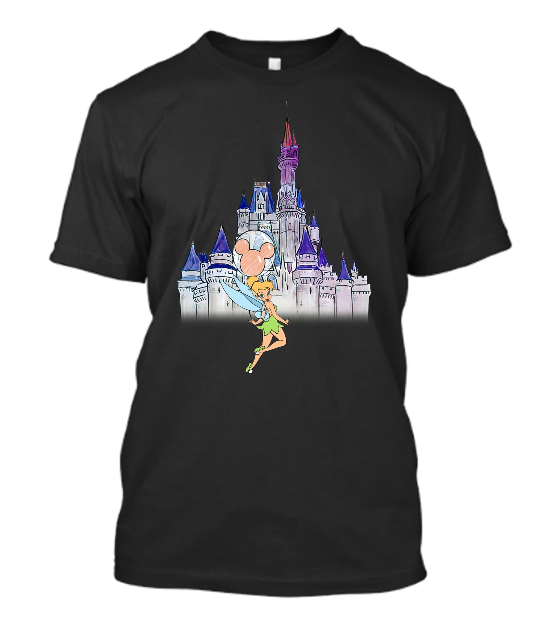 Tinker Bell At Disney Castle With Mickey Balloon T-Shirt