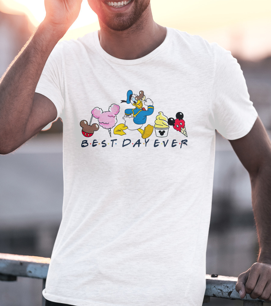 Best Day Ever Donald Duck Cotton Candy Ice Cream Mickey Pretzel T-Shirt