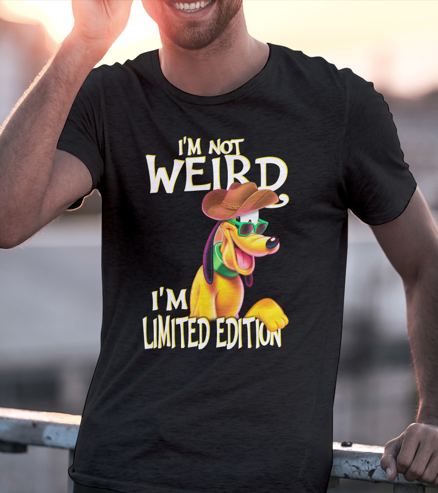 I'm Not Weird I'm Pluto Wearing Cowboy Hat And Sunglasses T-Shirt