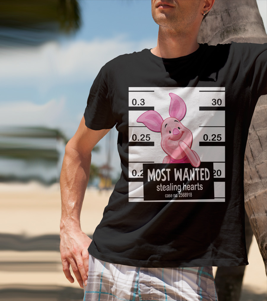 Most Wanted Piglet Stealing Hearts Mugshot Case No. 2568918 T-Shirt