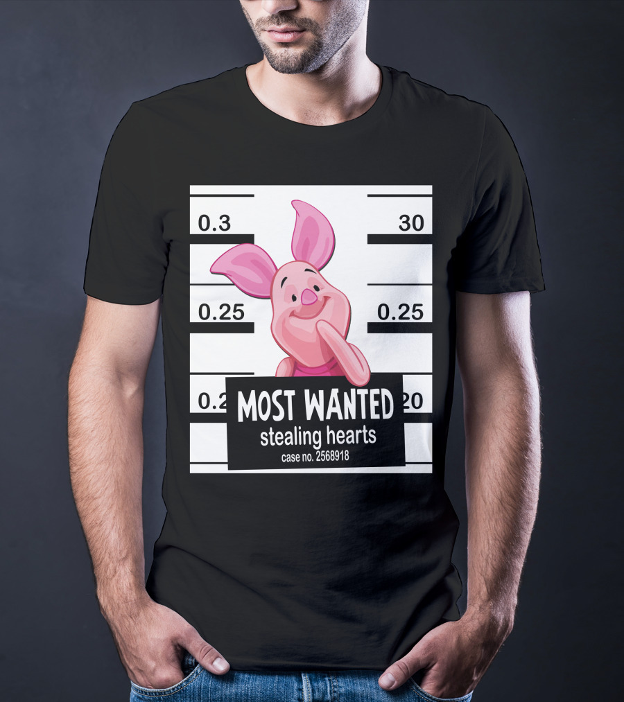 Most Wanted Piglet Stealing Hearts Mugshot Case No. 2568918 T-Shirt