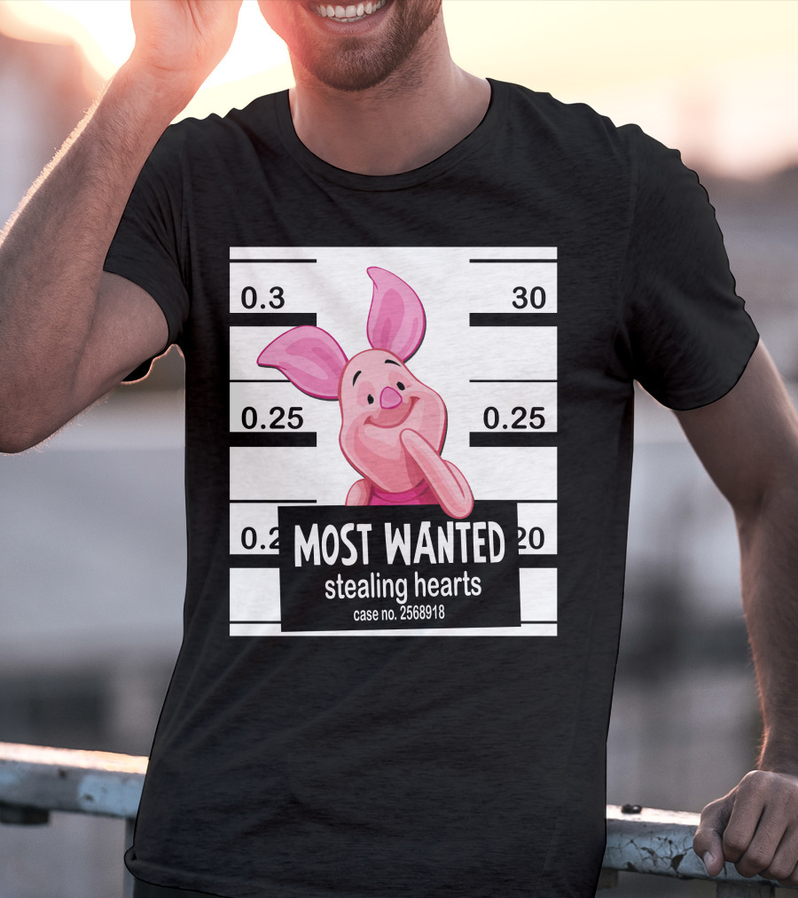 Most Wanted Piglet Stealing Hearts Mugshot Case No. 2568918 T-Shirt