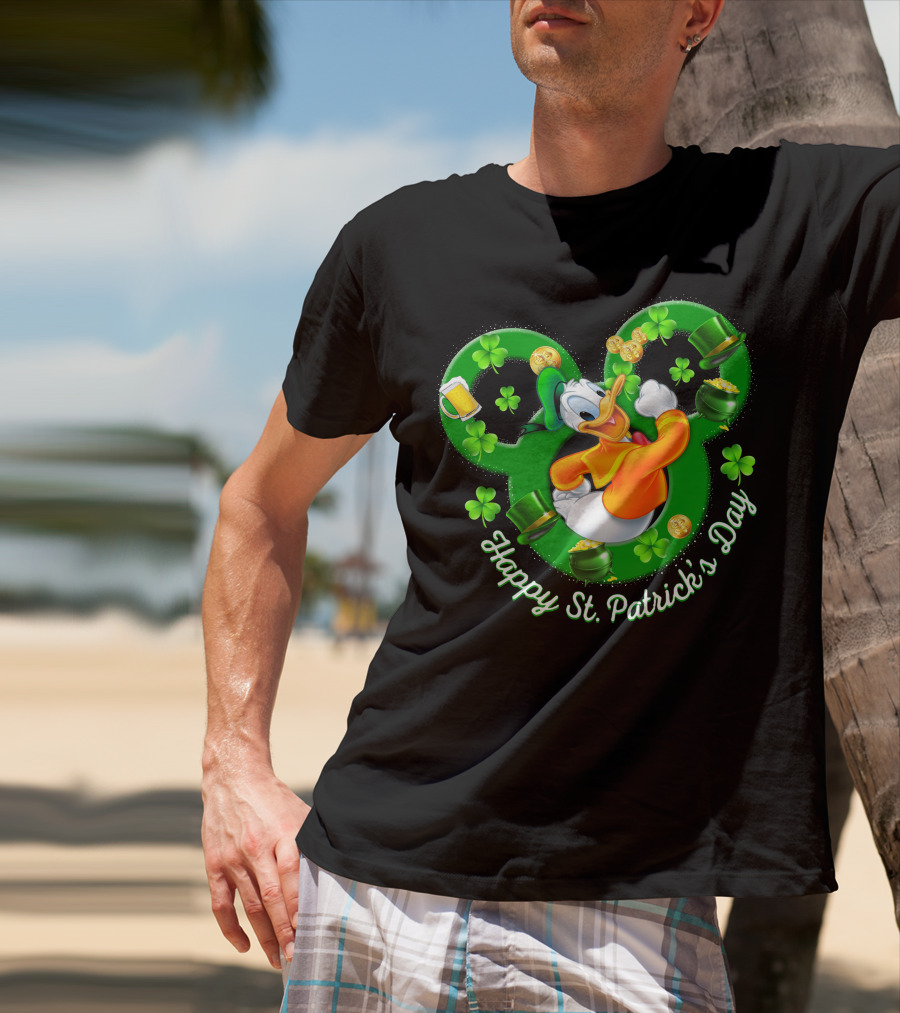 Happy St. Patrick's Day Donald Duck Shamrock Mickey Ears T-Shirt