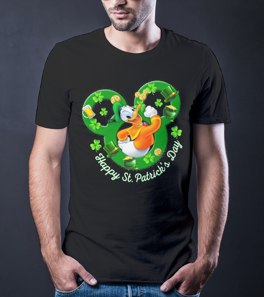 Happy St. Patrick's Day Donald Duck Shamrock Mickey Ears T-Shirt