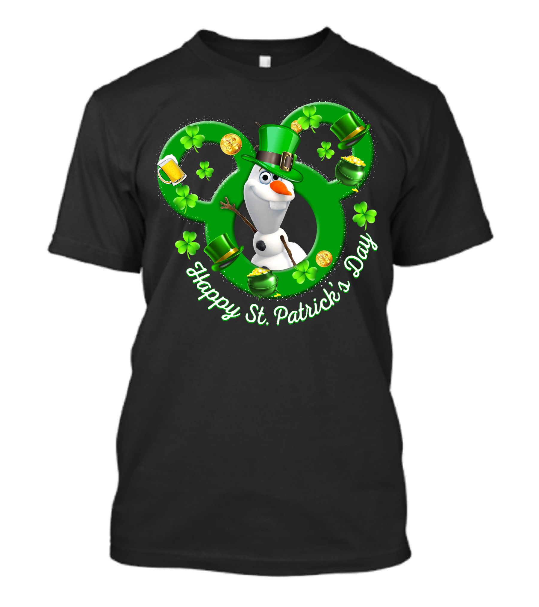 Olaf Happy St. Patrick's Day Mickey Mouse Shamrocks And Hats T-Shirt