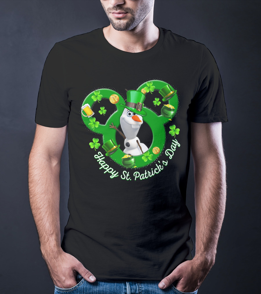 Olaf Happy St. Patrick's Day Mickey Mouse Shamrocks And Hats T-Shirt