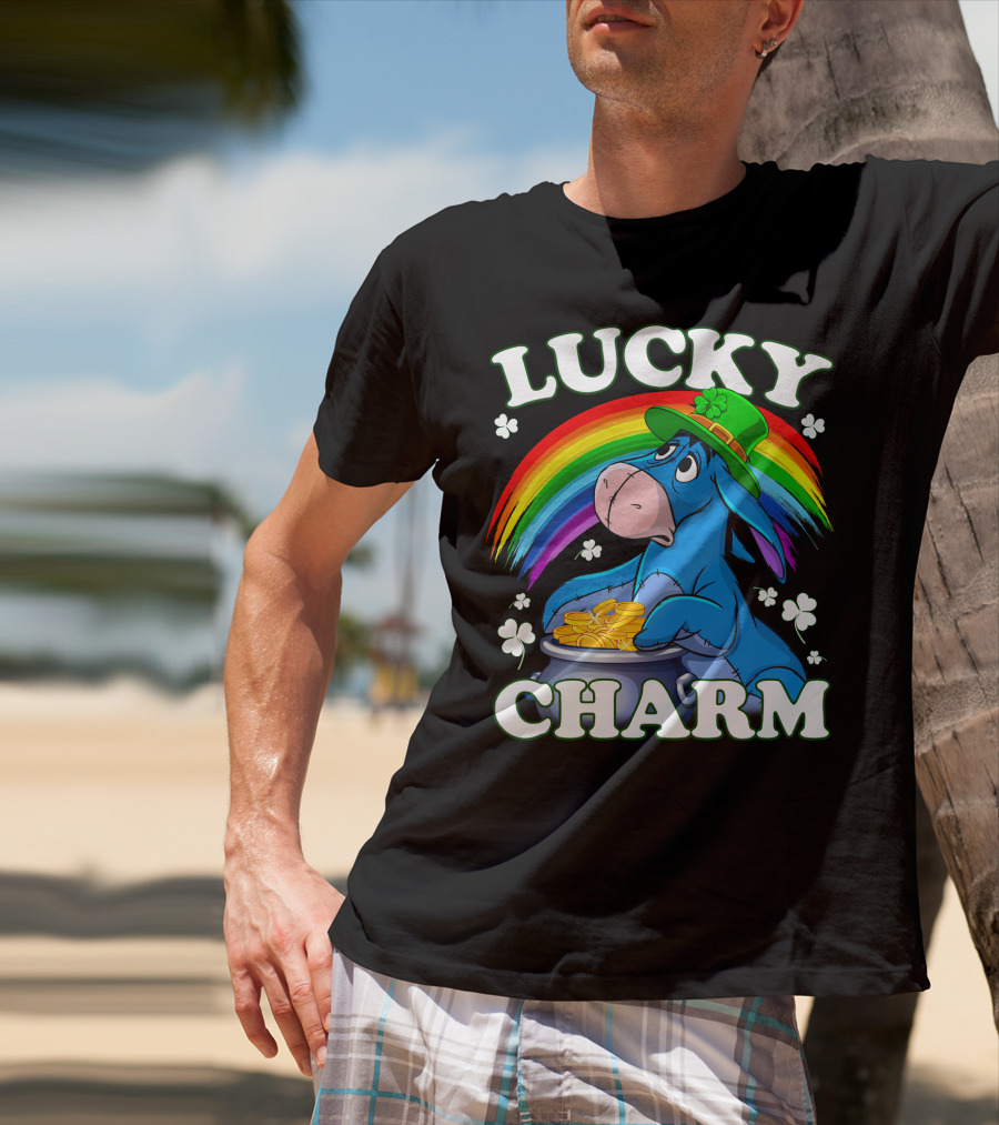 Leprechaun Rainbow Eeyore Lucky Charm Clover St. Patrick's Pot Of Gold T-Shirt