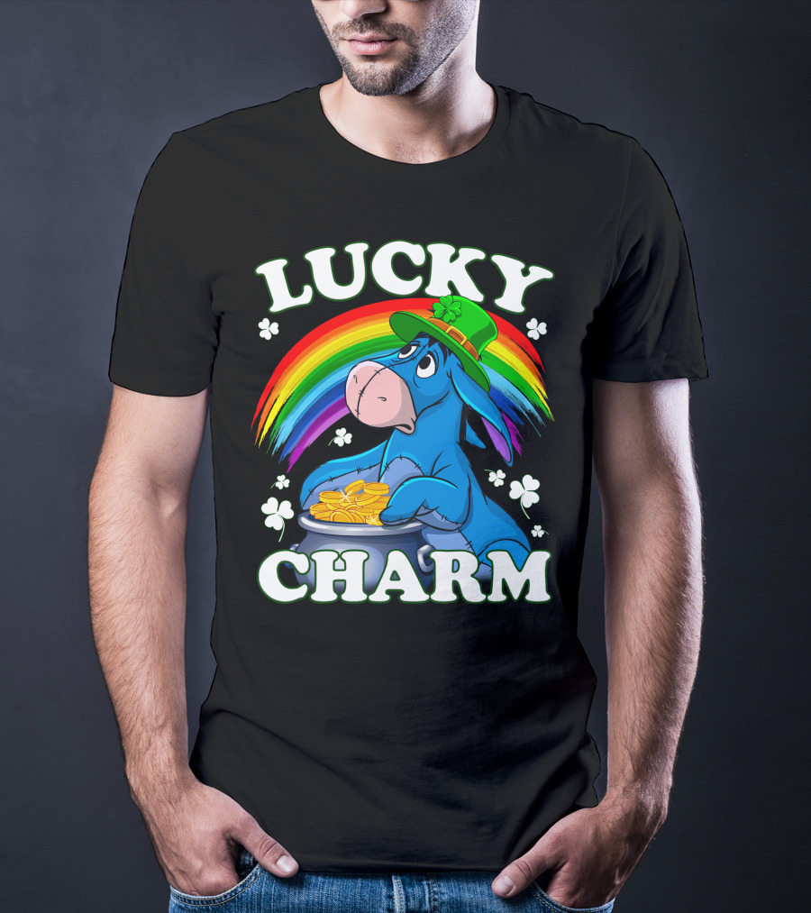 Leprechaun Rainbow Eeyore Lucky Charm Clover St. Patrick's Pot Of Gold T-Shirt