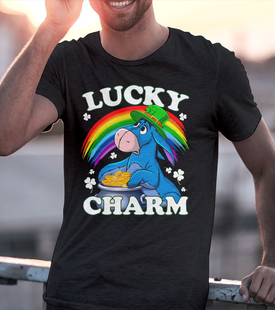 Leprechaun Rainbow Eeyore Lucky Charm Clover St. Patrick's Pot Of Gold T-Shirt