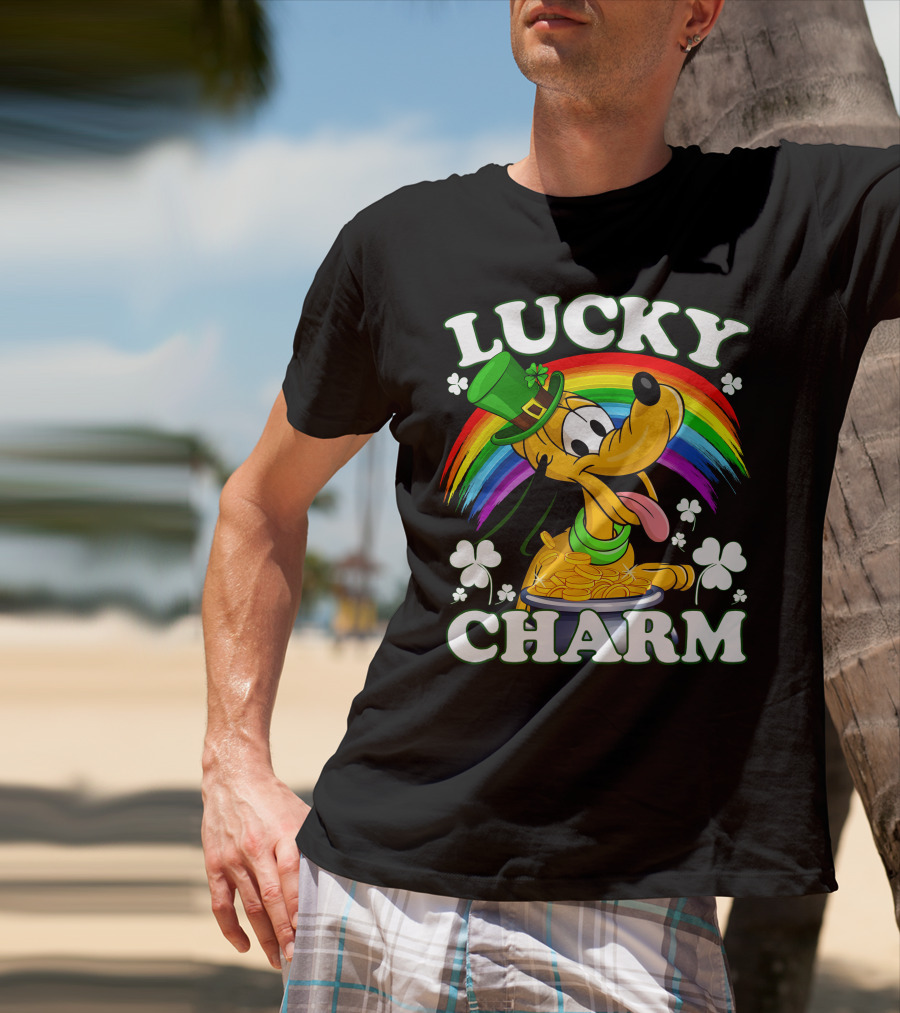 Pluto Lucky Charm Rainbow Coins Shamrock Hat T-Shirt