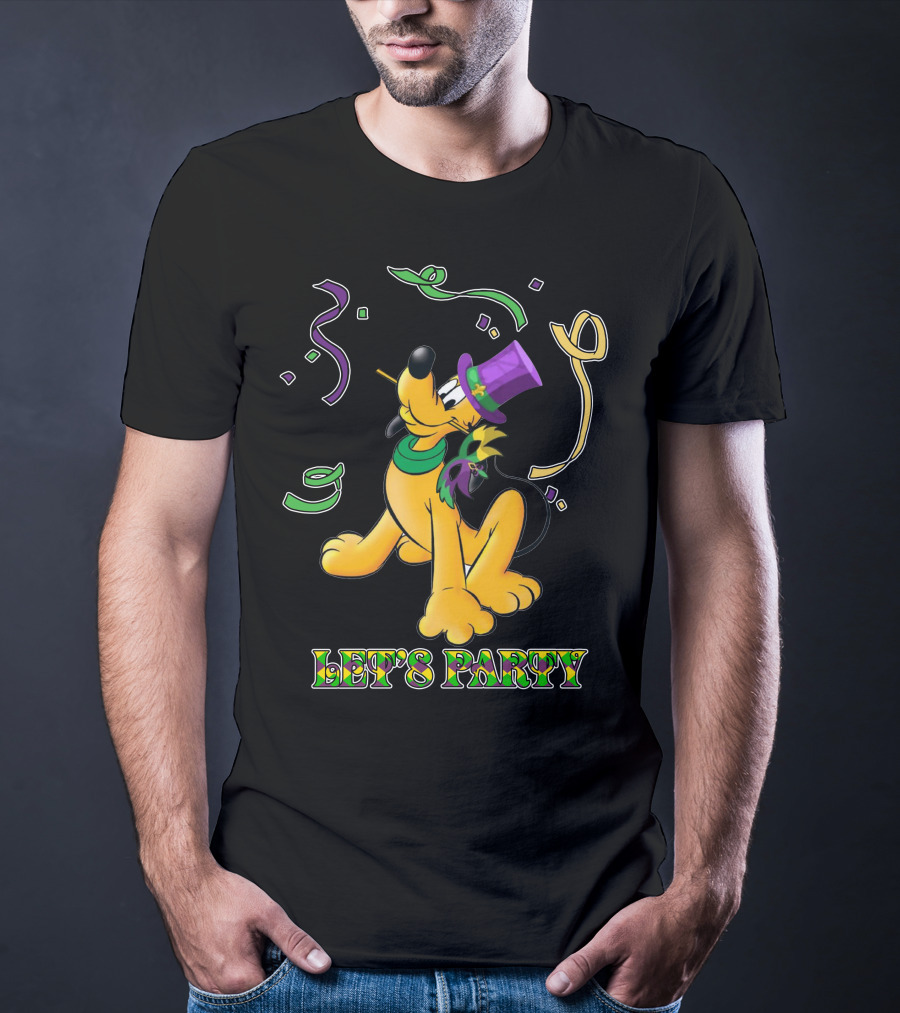 Pluto Let's Party With Mardi Gras Theme T-Shirt