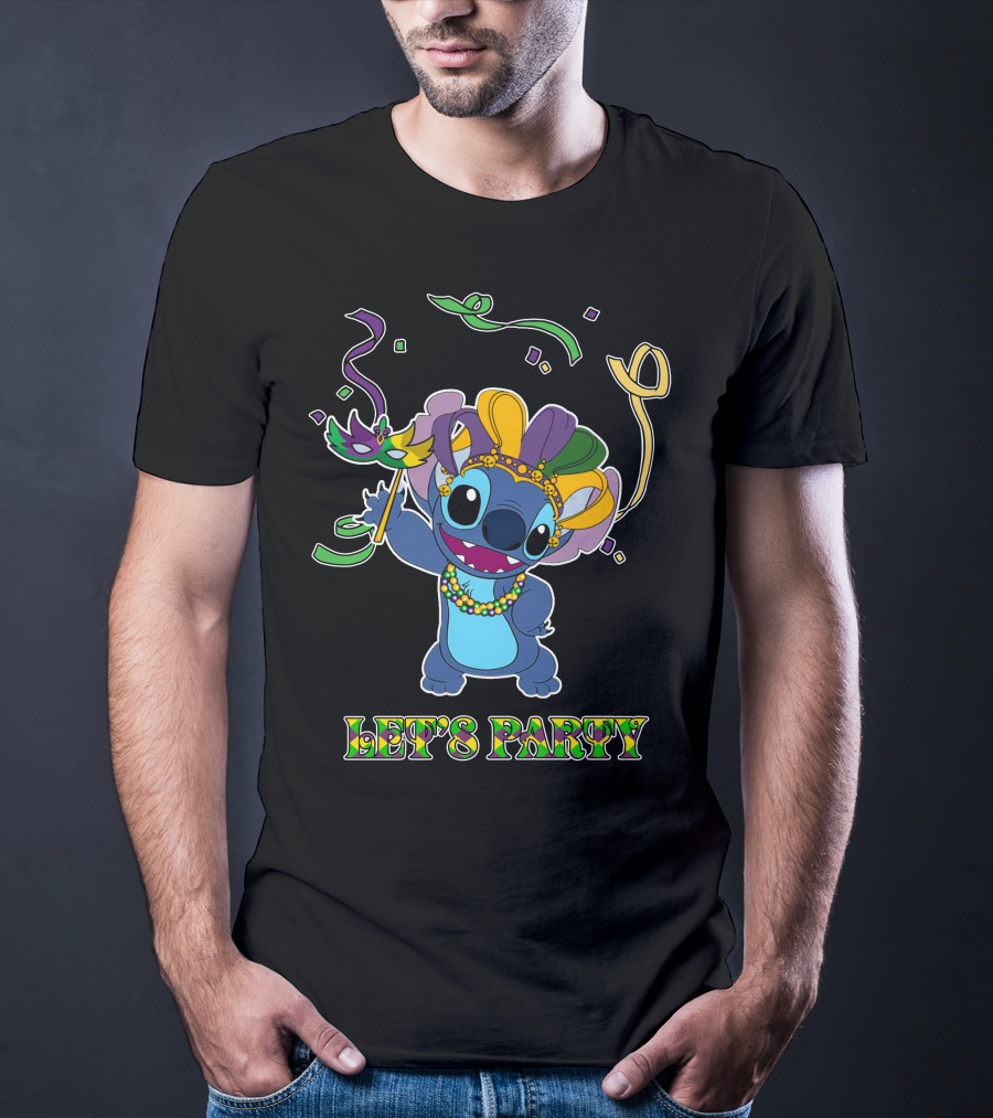 Stitch Let's Party Mardi Gras Celebration T-Shirt