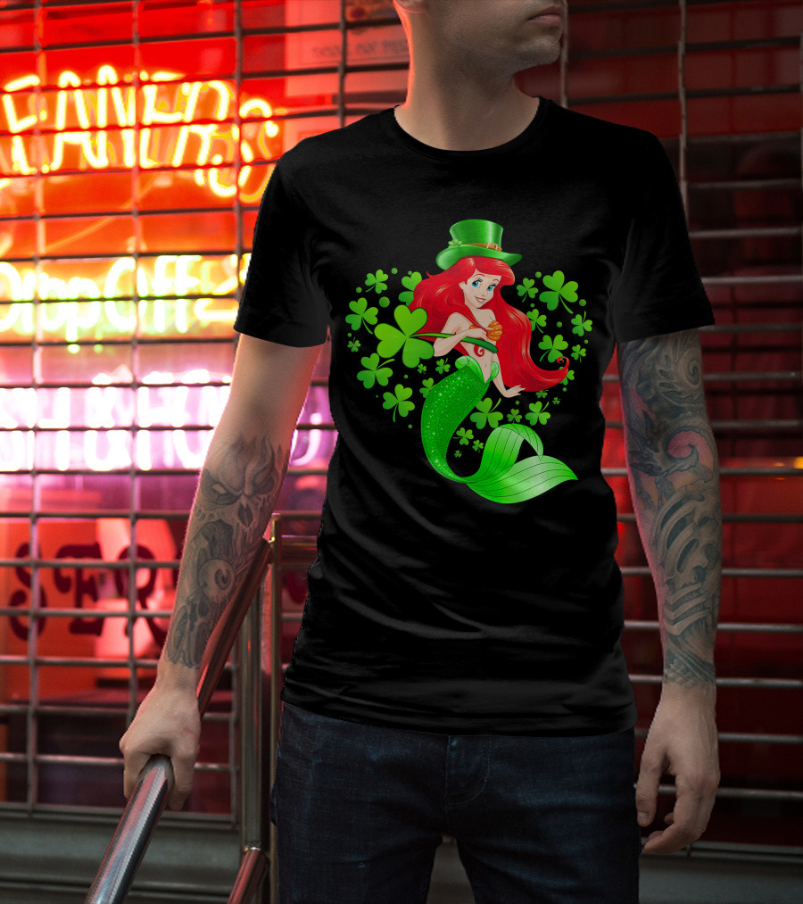 Ariel St. Patrick's Day Clover Mermaid T-Shirt