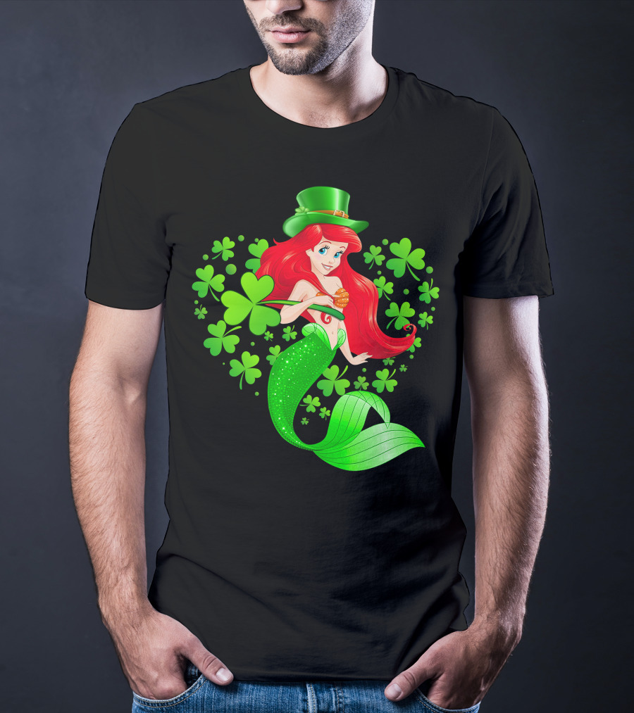 Ariel St. Patrick's Day Clover Mermaid T-Shirt