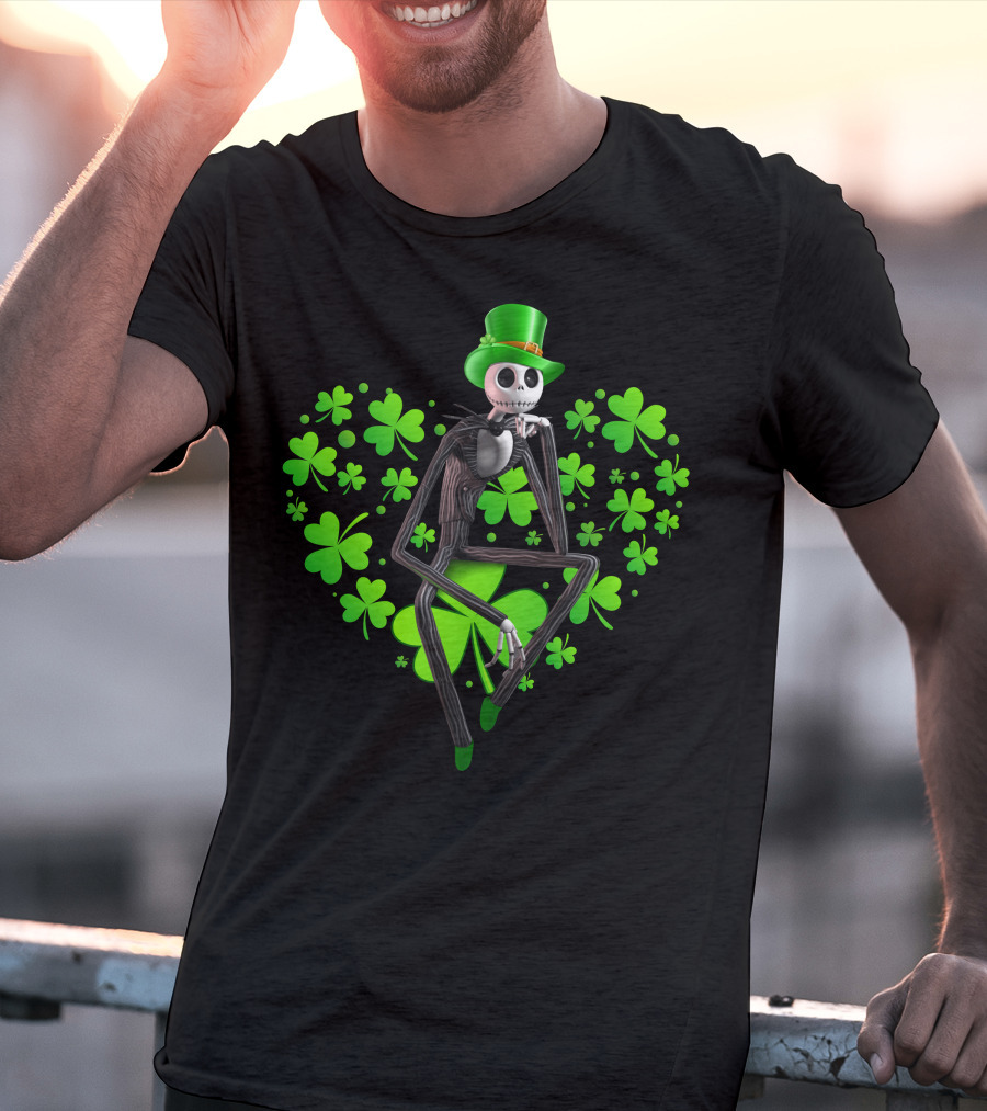 Jack Skellington St. Patrick's Day Clover Theme T-Shirt