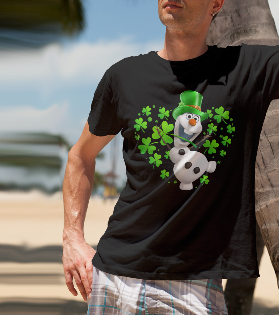 Olaf St. Patrick's Day Green Shamrocks And Hat T-Shirt
