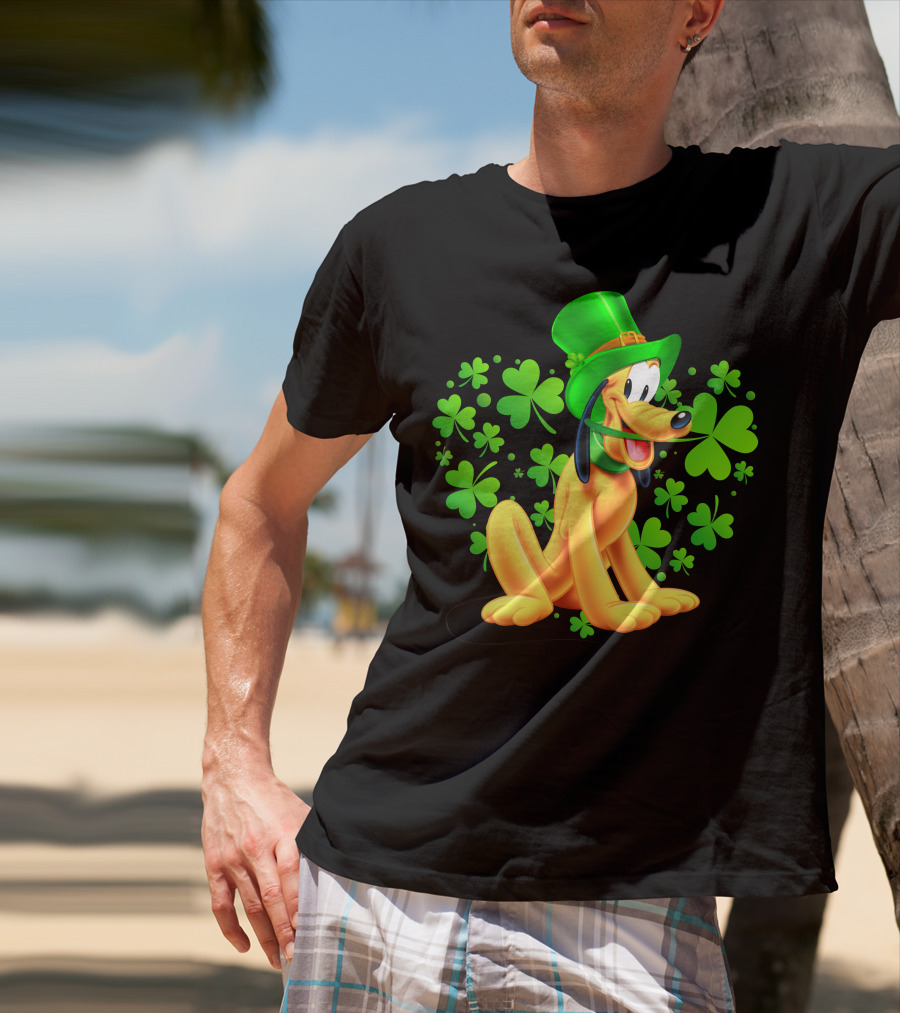 Pluto St. Patrick's Day Celebration With Green Shamrocks And Hat T-Shirt