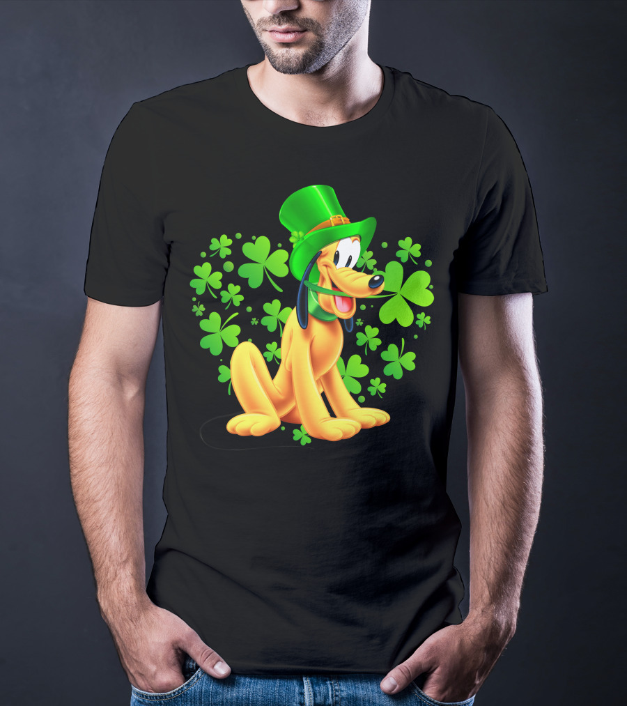 Pluto St. Patrick's Day Celebration With Green Shamrocks And Hat T-Shirt