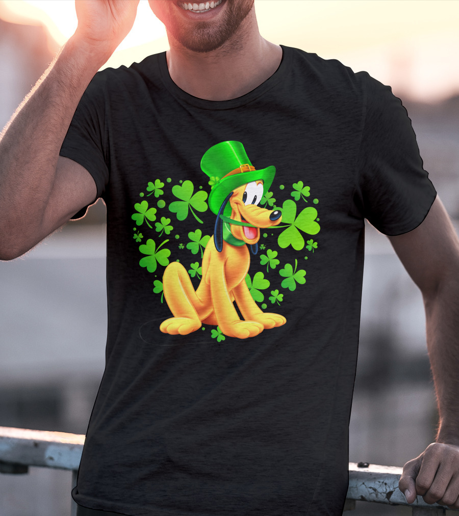Pluto St. Patrick's Day Celebration With Green Shamrocks And Hat T-Shirt