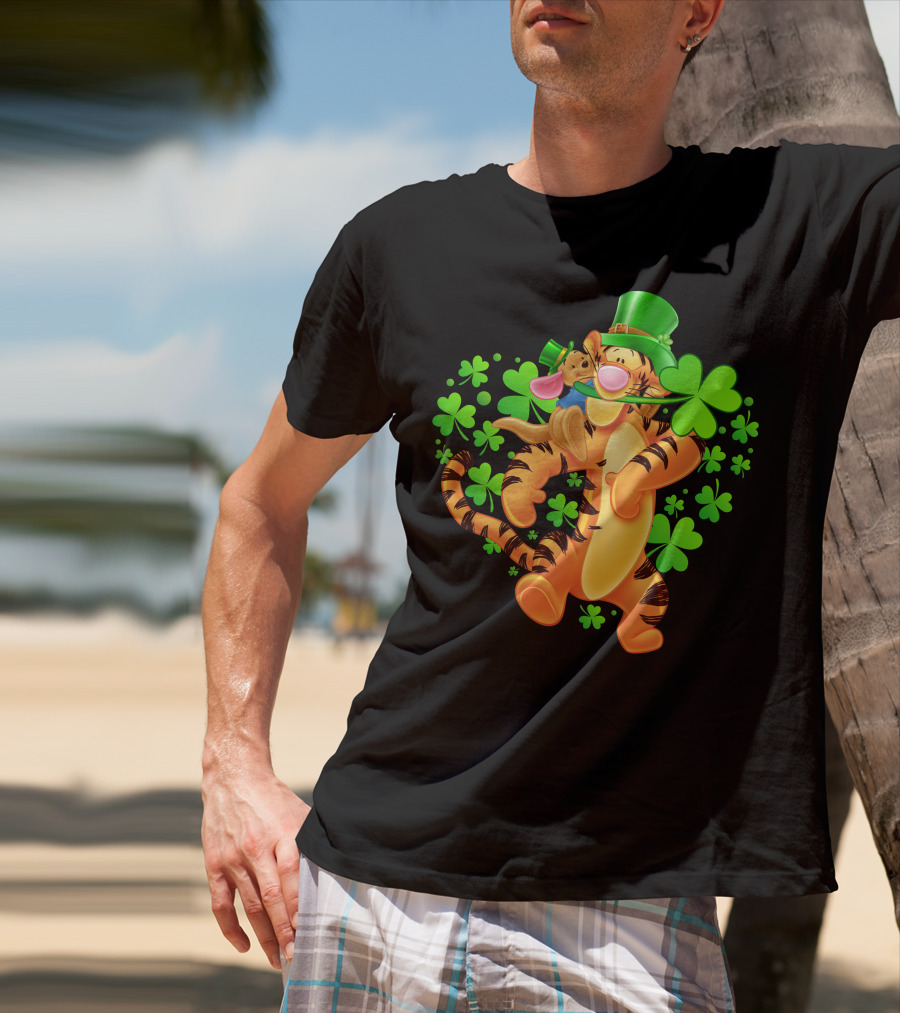 Tigger St. Patrick's Day Shamrocks Cartoon Character T-Shirt
