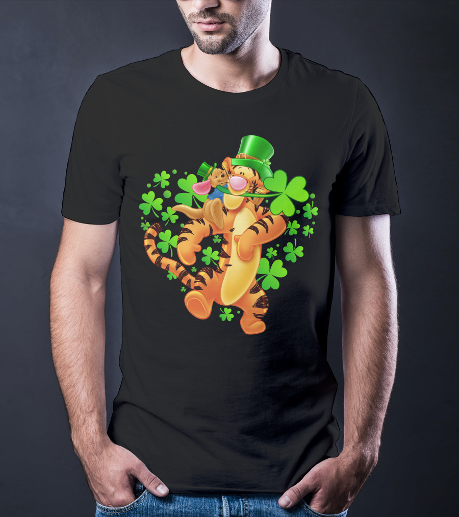 Tigger St. Patrick's Day Shamrocks Cartoon Character T-Shirt