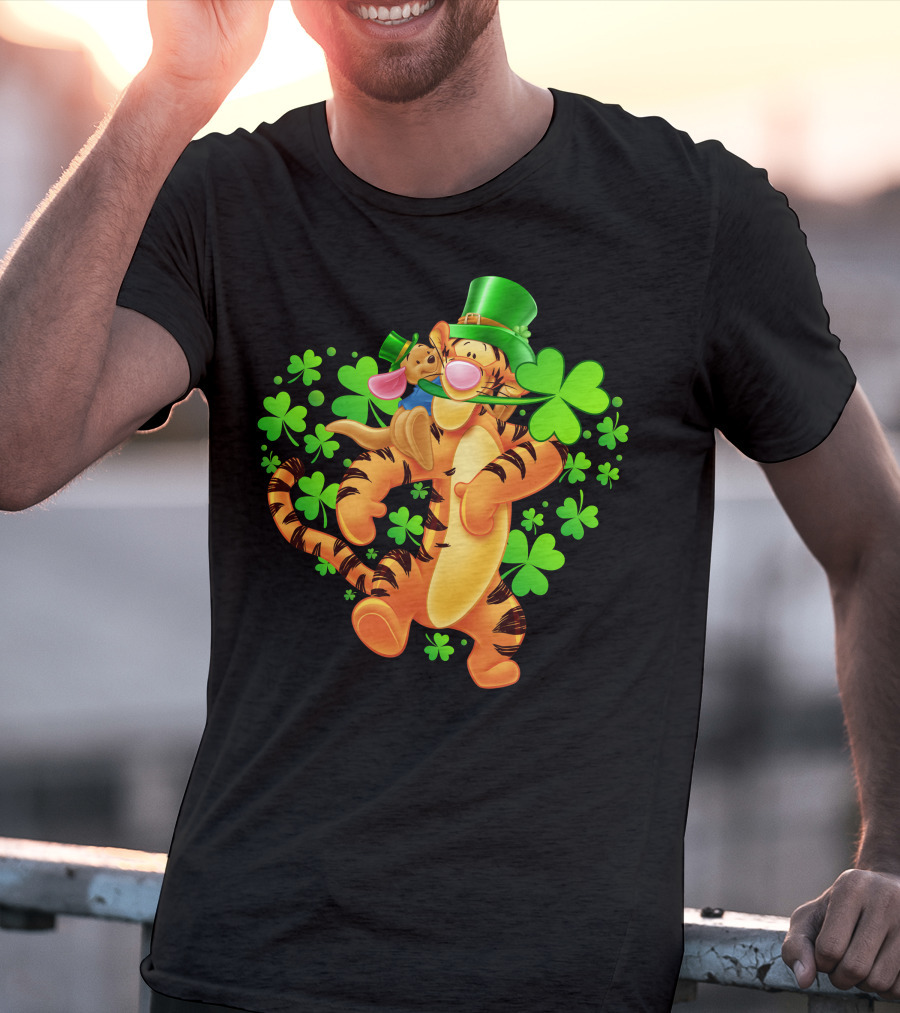 Tigger St. Patrick's Day Shamrocks Cartoon Character T-Shirt