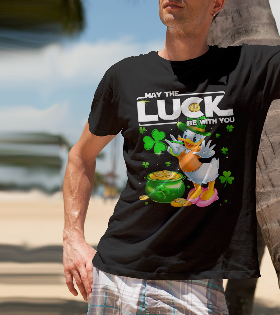 May The Luck Be With You Daisy Duck With Shamrocks And Pot Of Gold T-Shirt