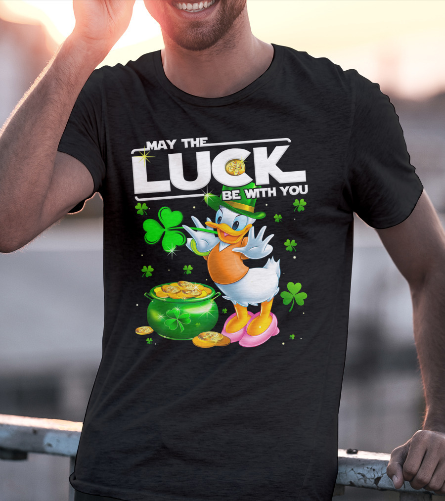 May The Luck Be With You Daisy Duck With Shamrocks And Pot Of Gold T-Shirt