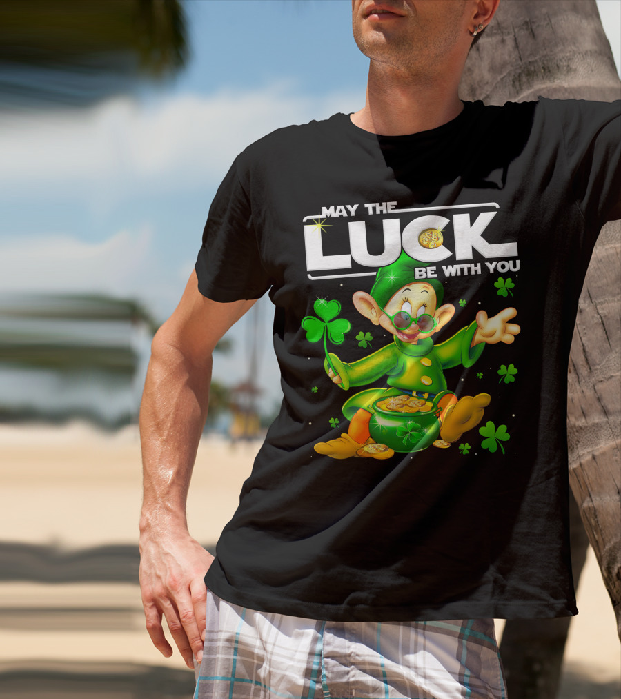 May The Luck Be With You Dopey Coins Shamrock Pot T-Shirt
