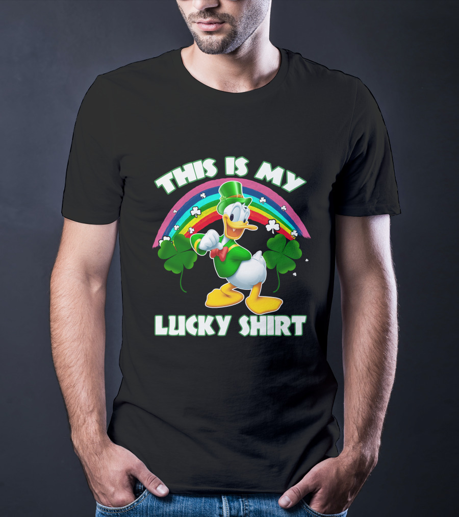 This Is My Lucky Shirt Donald Duck Rainbow Shamrock T-Shirt