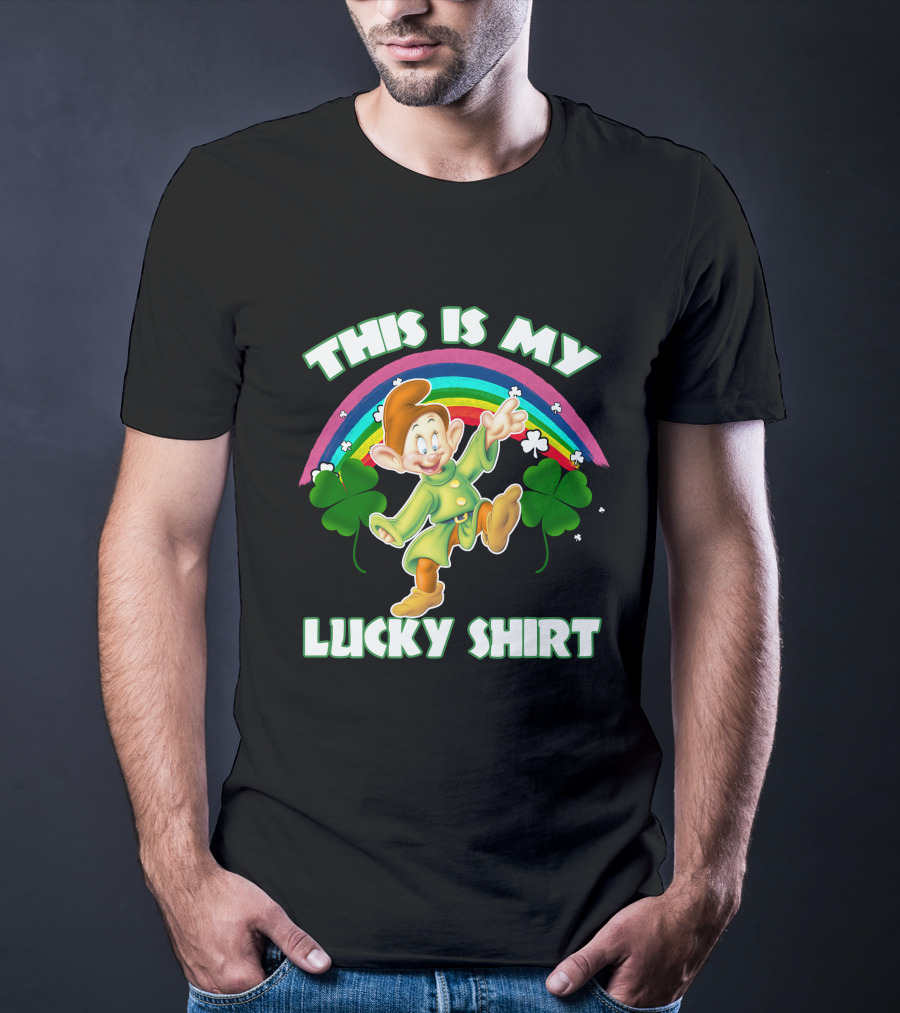 This Is My Lucky Shirt Dopey Rainbow Shamrock T-Shirt