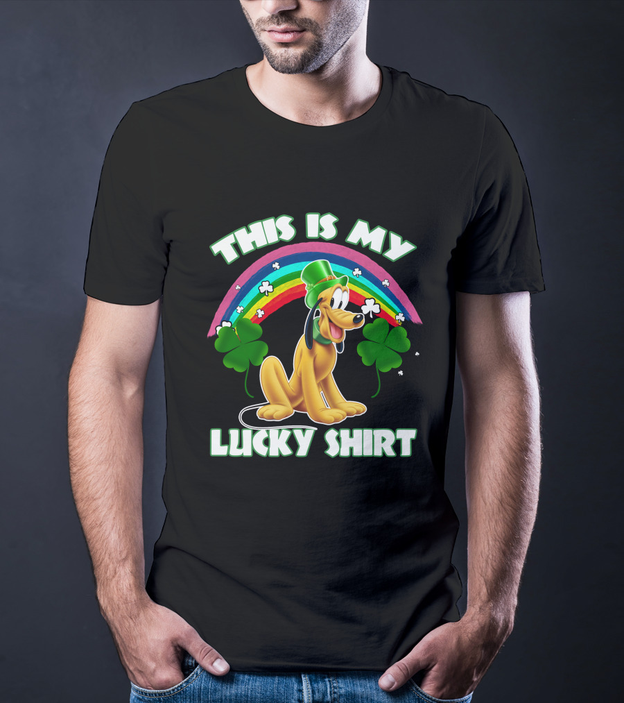 This Is My Lucky Shirt Pluto Rainbow Clover St. Patrick's Day T-Shirt