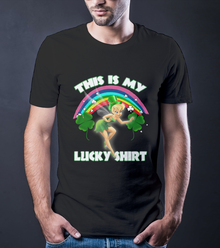 Tinker Bell This Is My Lucky Shirt Rainbow Shamrocks T-Shirt